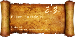 Ekker Zoltán névjegykártya